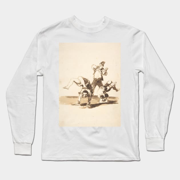 Three acrobats by Francisco Goya Long Sleeve T-Shirt by Classic Art Stall